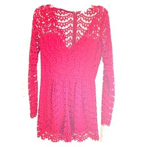 Red lace romper
